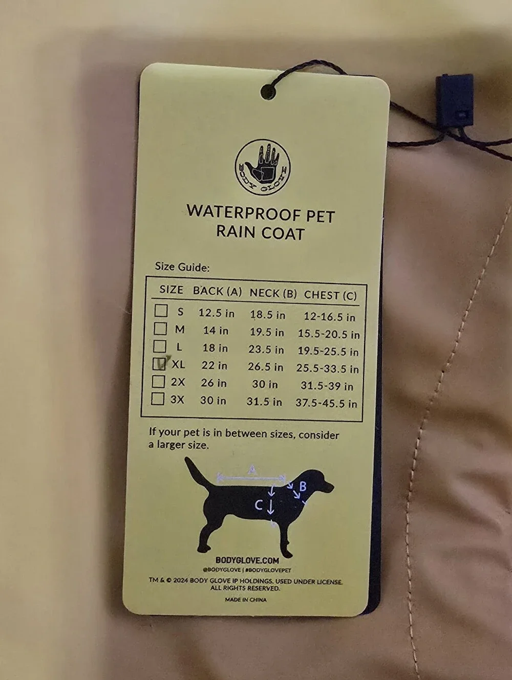 Body glove Dog Raincoat xl